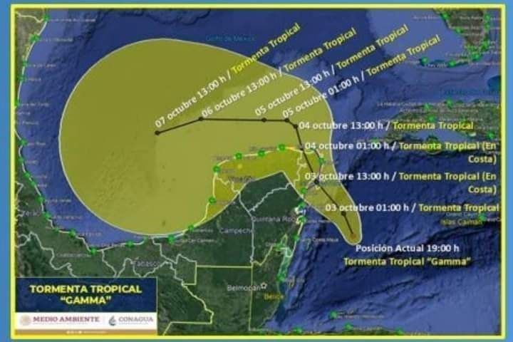La depresión tropical 25, ya es  tormenta tropical GAMMA