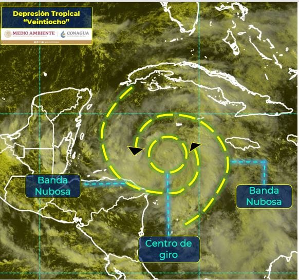 Se ha formado la #DepresiónTropical «Veintiocho» en el noroeste del #MarCaribe