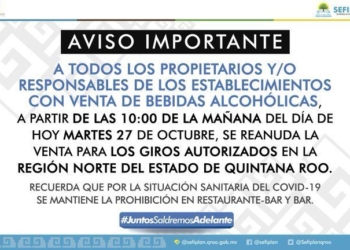 A partir de las 10:00 de la mañana se reanuda la venta de bebidas alcohólicas