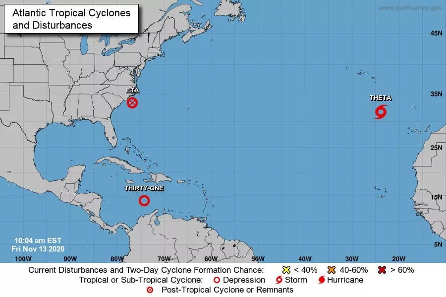 Se ha formado la depresión tropical «Treinta y uno» del océano Atlántico