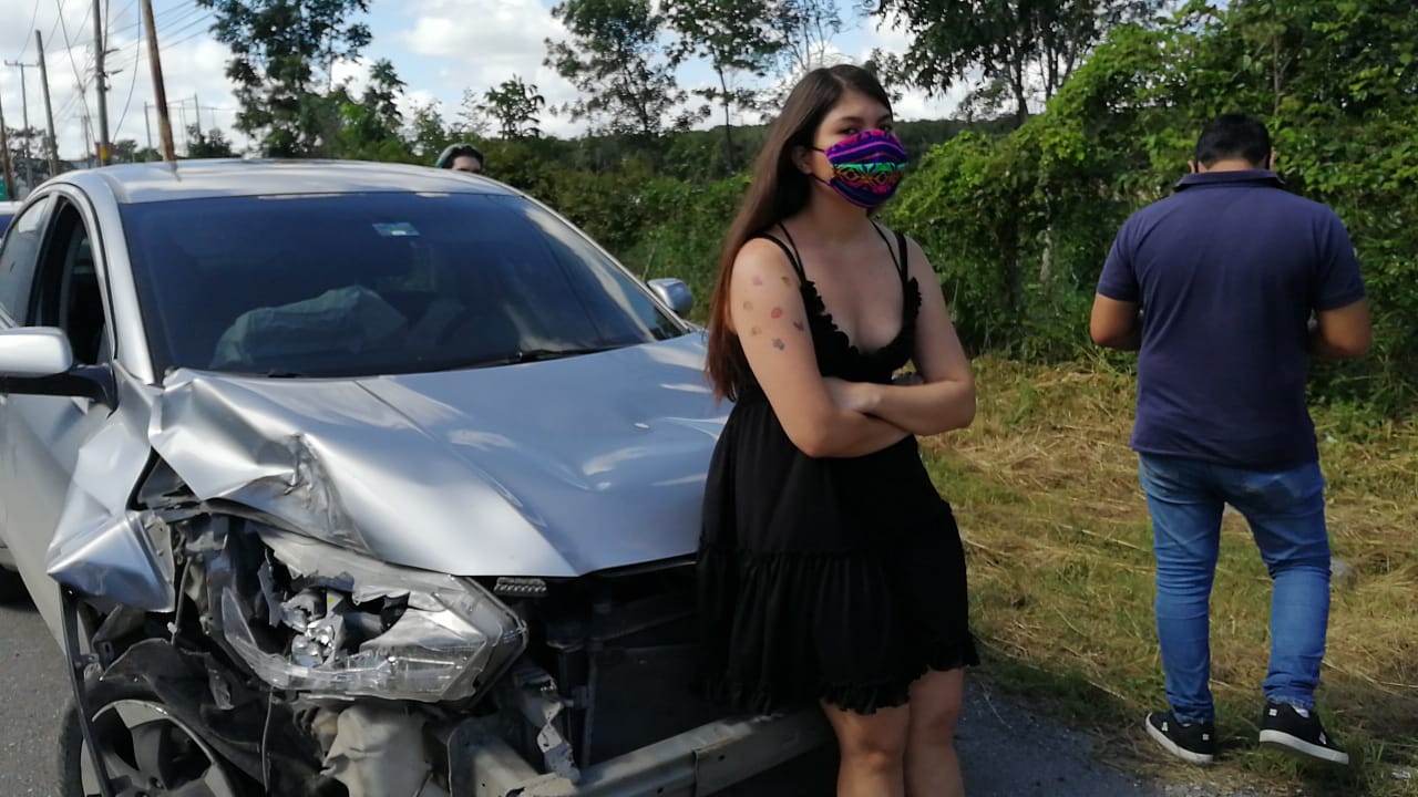 Doble accidente a la salida de Chetumal