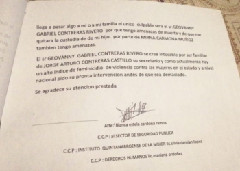 Denuncia mujer posible influencia de familiar «Protegido» del Secretario de Gobierno, Arturo Contreras
