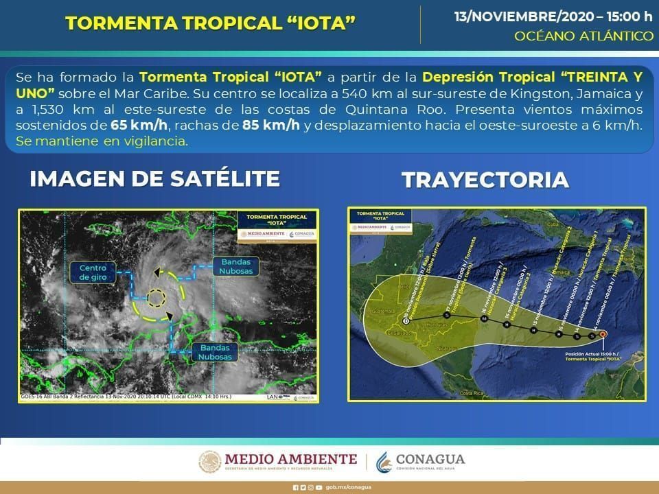 Se formó la tormenta tropical «Iota» en el mar Caribe