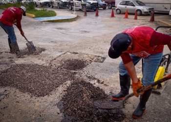 Intensos trabajos de bacheo recuperan imagen de Solidaridad