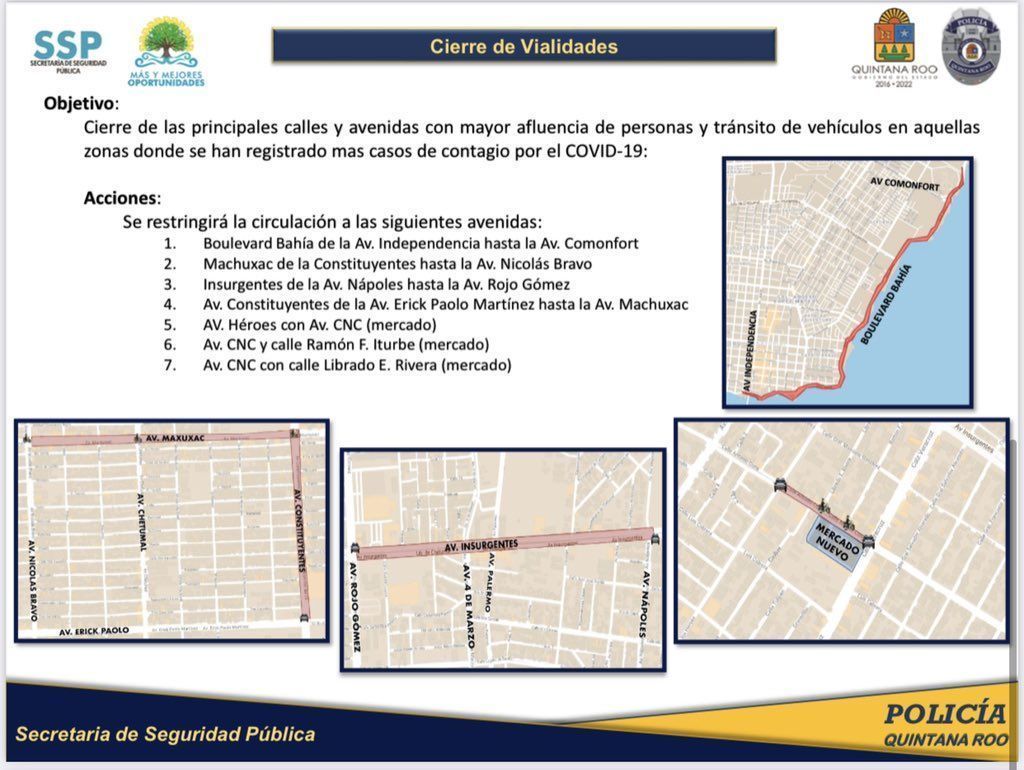 Este viernes se cierran calles en Chetumal por COVID-19