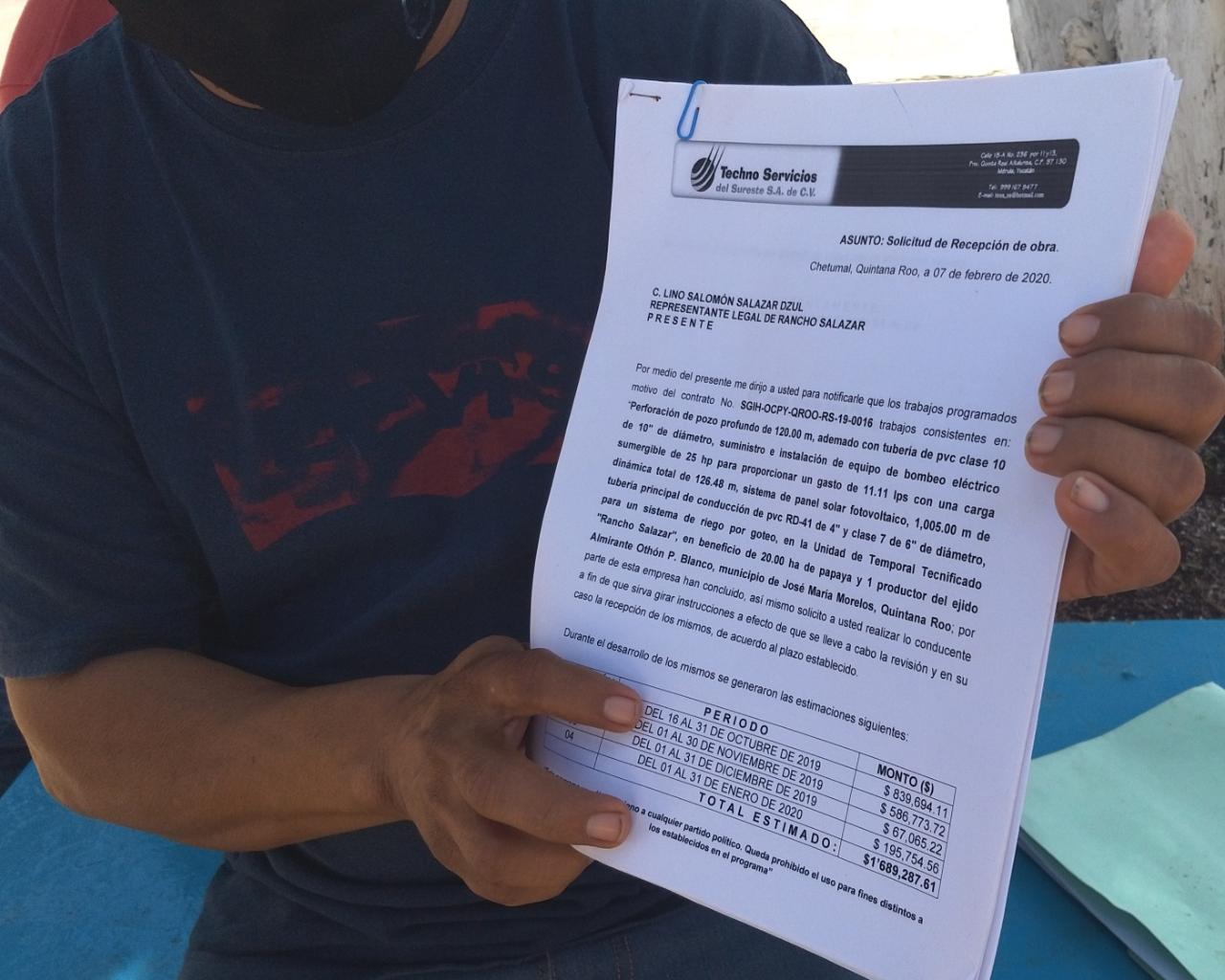 Denuncian a empresa constructora por obra mal ejecutada en el ejido de Othón P. Blanco