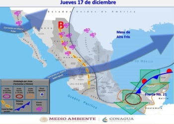 Frente frío número 21 influenciará a Quintana Roo: Adrián Martínez
