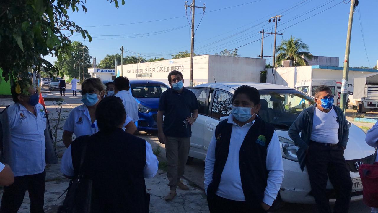 Trabajadores del HG de Felipe Carrillo se manifestaron para solicitar el pago del bono de riesgo