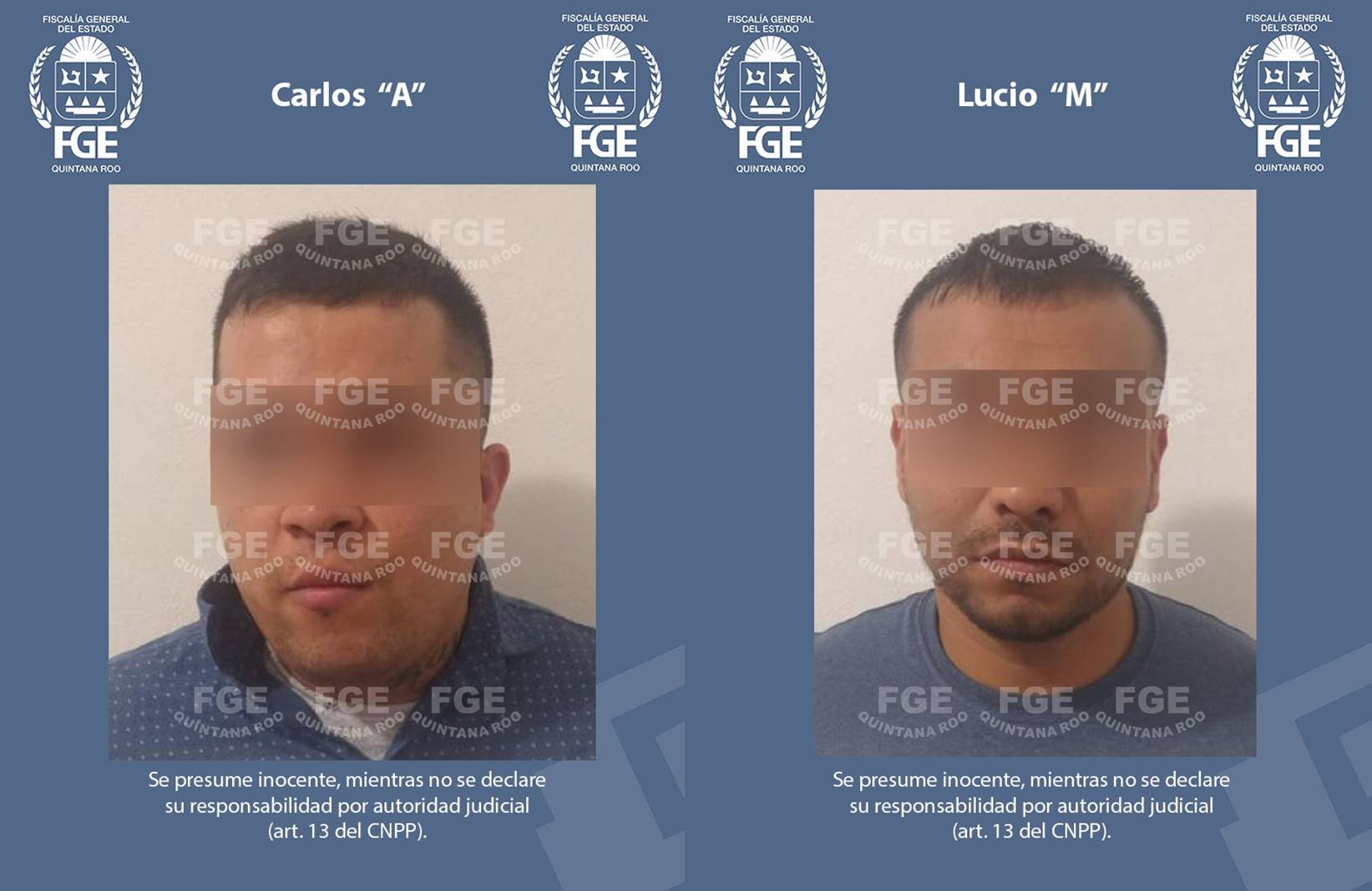 Policías de Investigación de la FGE QROO capturaron a Lucio “M” y a Carlos “A” imputados por el delito de feminicidio