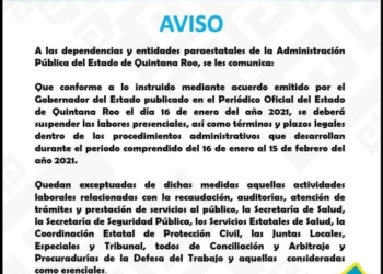 Por incremento de casos COVID-19 en QROO, prolongan regreso de burócratas a oficinas