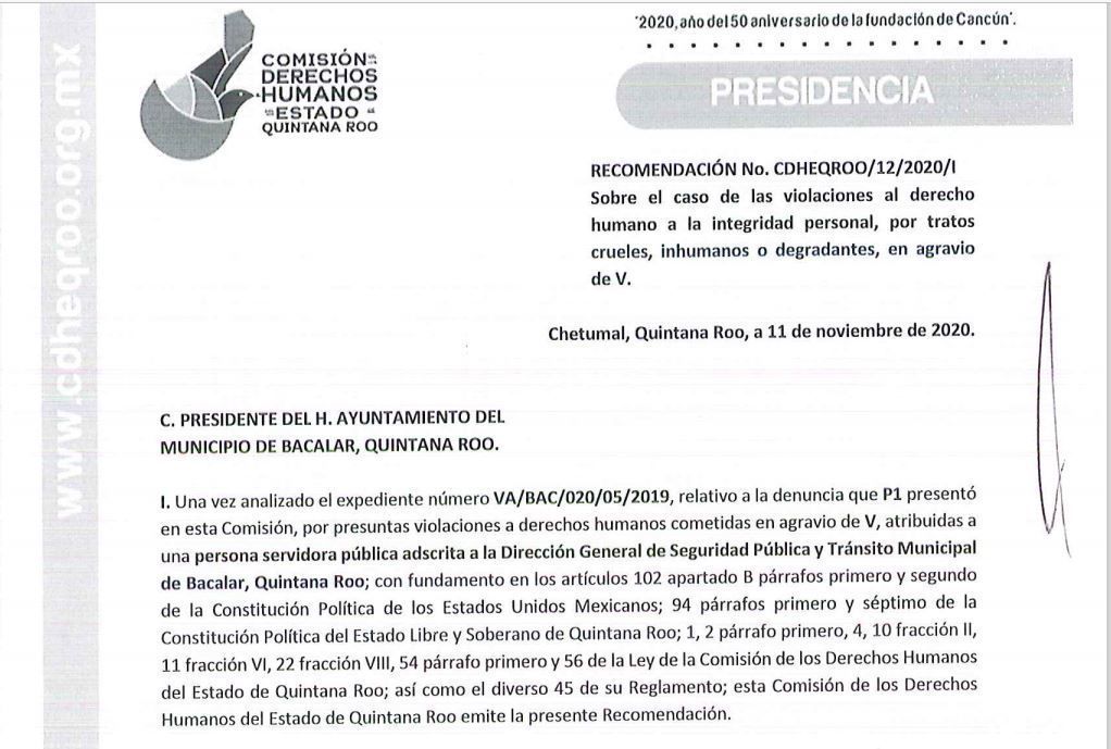 Desacata Alexander Zetina recomendación de la CDH por abuso policial en Bacalar