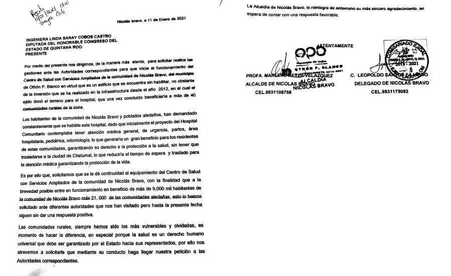 Por incapacidad del gobierno municipal de OPB, piden intervención para poner en marcha Centro de Salud en Nicolás Bravo