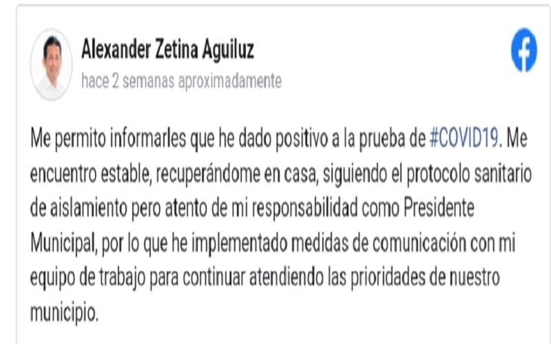 Extraoficial: Presidente Municipal de Bacalar, Alexander Zetina, posiblemente entubado por COVID-19
