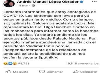 Da positivo AMLO A COVID-19