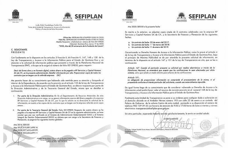 Pagó Carlos Joaquín 142 millones de pesos a una empresa para hacer el trabajo de la SEFIPLAN