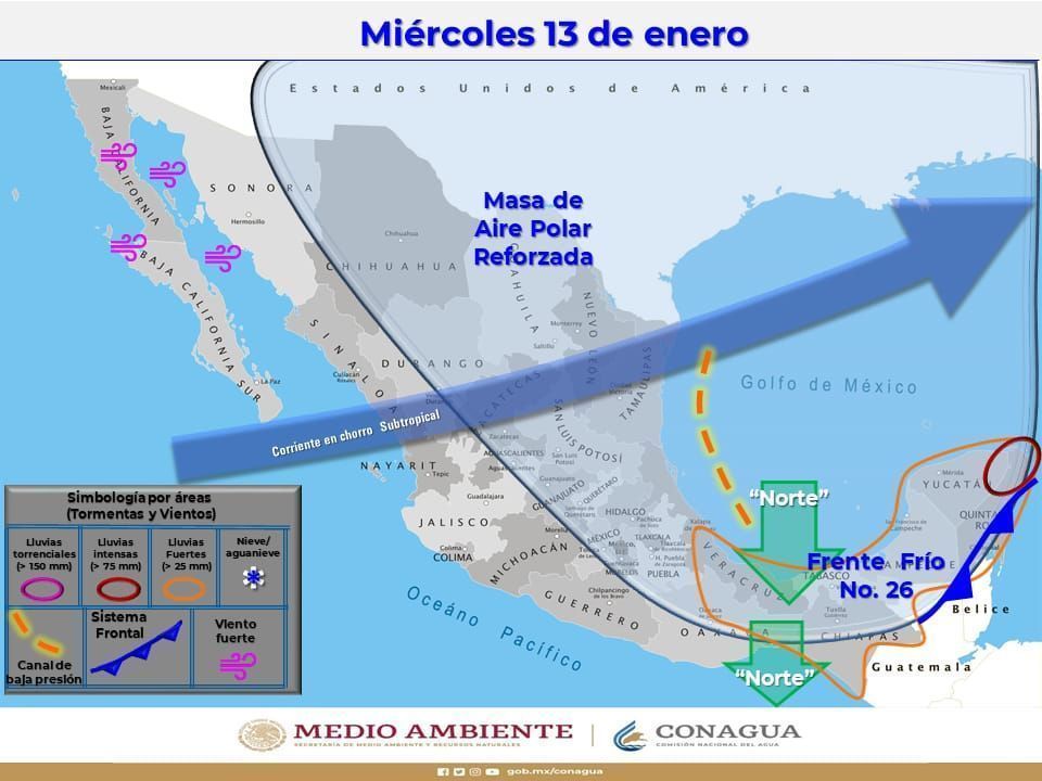 Frente frío 26 influenciará a Quintana Roo