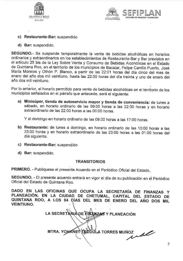 Anuncio de SEFIPLAN horarios estrictos para Restaurantes-bares en el Centro y Sur, solo es recaudatorio 