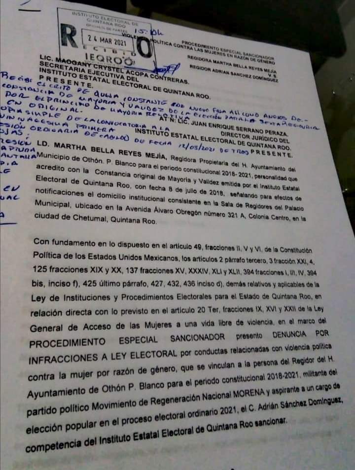 Denuncia regidora a compañero en Chetumal por violencia de género
