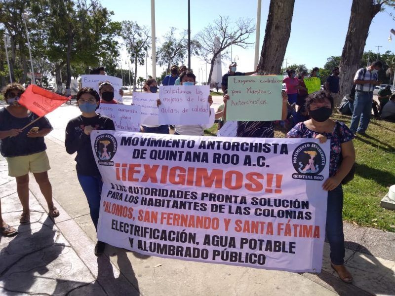 Integrantes de Antorcha Campesina se manifiestan de nuevo en Chetumal