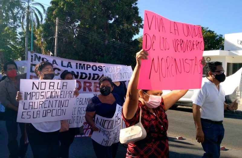 Marchan militantes de Morena en Chetumal por “imposición” de Luis Gamero Barranco para Ayuntamiento