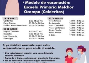 Vacunarán contra la COVID-19 a adultos mayores en Othón P. Blanco y Calderitas