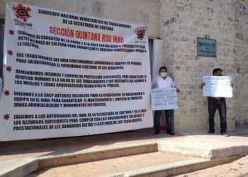Trabajadores del INAH en Quintana Roo se suman a una protesta nacional