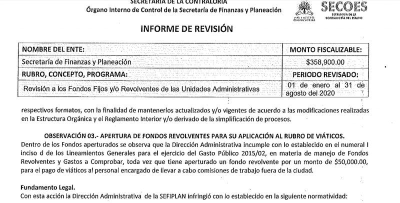 Viáticos de lujo en SEFIPLAN a pesar de que estamos en pandemia