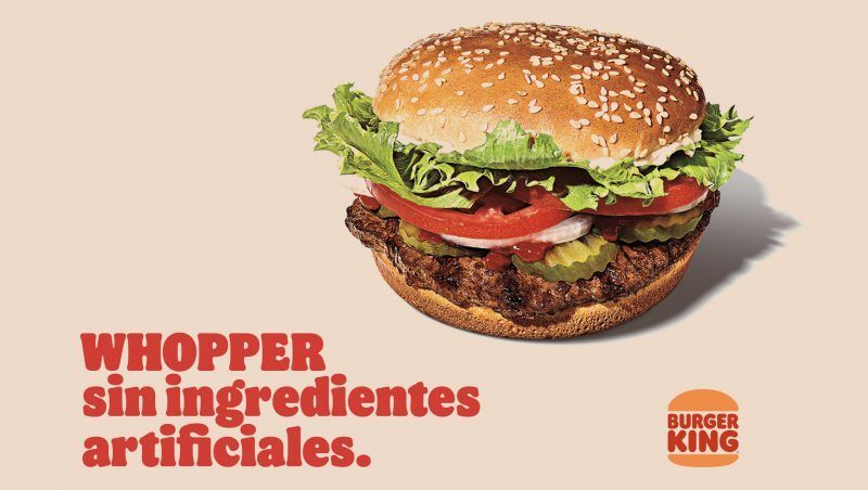 La icónica Whopper® de Burger King® ahora está libre de colorantes, saborizantes y conservadores artificiales