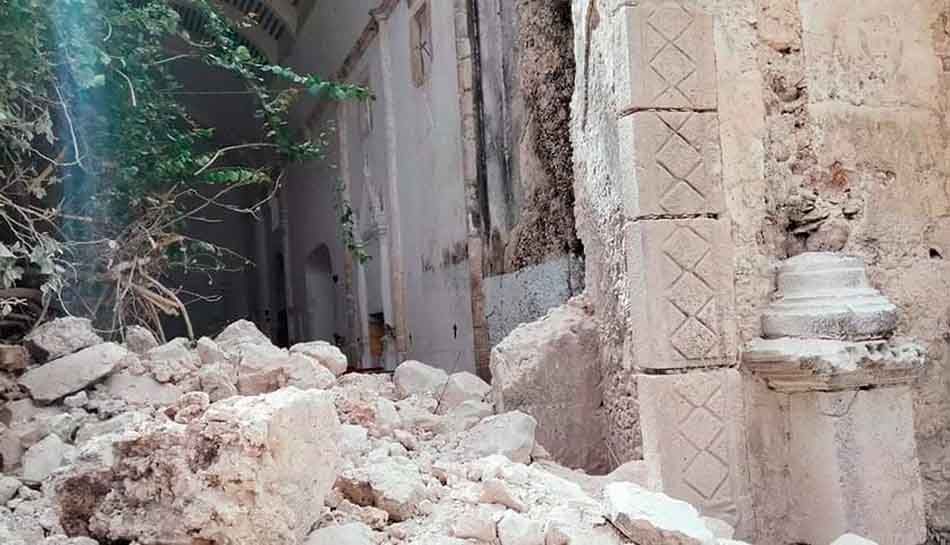 Colapsa finalmente fachada de histórica iglesia en Tihosuco