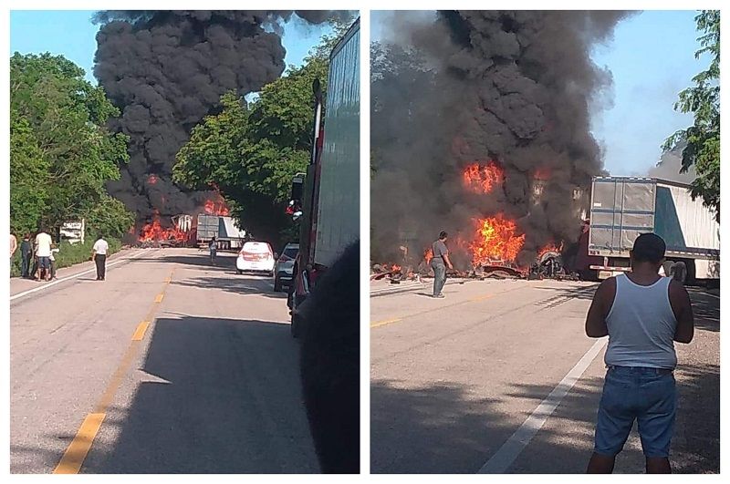 Mortal accidente cerca de Xpujil entre camiones, hay 2 muertos