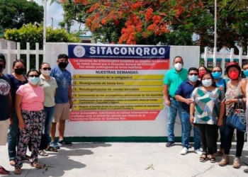 Trabajadores sindicalizados del Conalep piden mejoras laborales en cinco ciudades de Quintana Roo