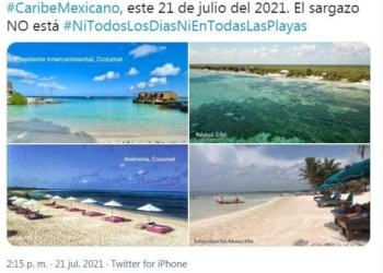 Sedetur presume en las redes sociales varias playas de Quintana Roo libres de sargazo