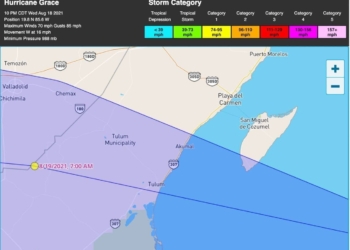 Huracán “Grace” cambia ligeramente de trayectoria, impactará al sur de Tulum