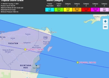 Tormenta “Grace” sigue modificando su trayectoria, podría impactar al sur de Tulum