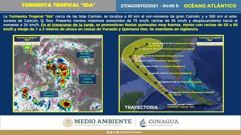 Tormenta tropical «Ida» generará lluvias en Quintana Roo