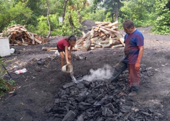 Niños cardenenses de comunidades rurales se suman a la producción del carbón durante curso escolar virtual