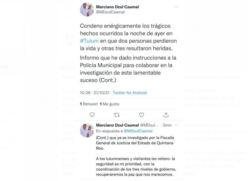Tulum: Condena Marciano Dzul ataque armado en establecimiento comercial
