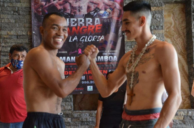 Cumplen con el trámite, protagonistas de función de box “Guerra y Sangre por la Gloria” en Playa del Carmen