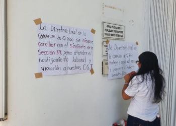 Se manifiestan trabajadores de la Conagua en Chetumal
