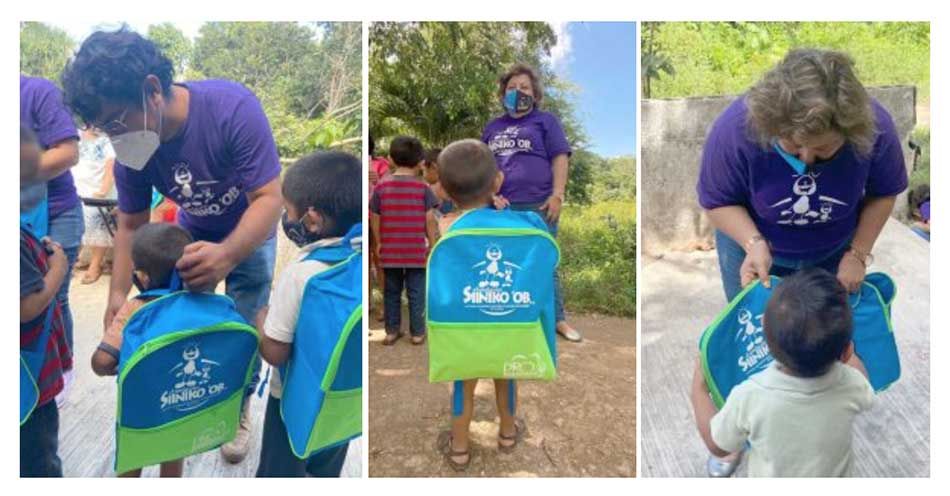 Fundación lleva kits escolares a niños indígenas de las localidades de Hobompich y Yotzonot Nuevo en Carrillo Puerto