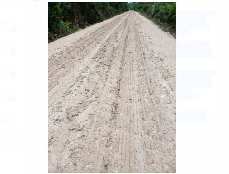 Camino a la comunidad de Zafarrancho inconclusa