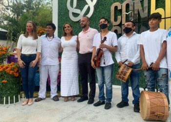 La entrada de la zona hotelera de Cancún, escenario de la celebración del “hanal pixán”