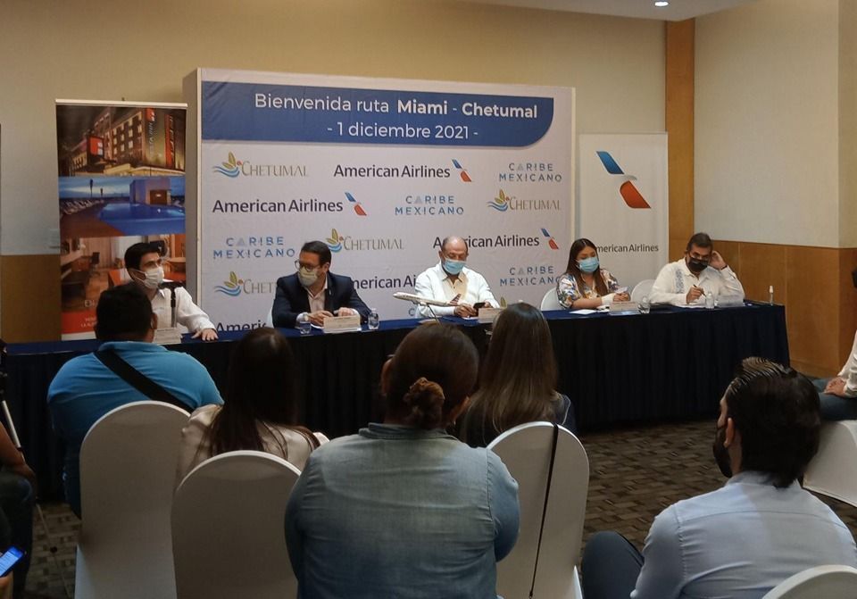 American Airlines inicia formalmente su nueva ruta Miami-Chetumal con 36 pasajeros