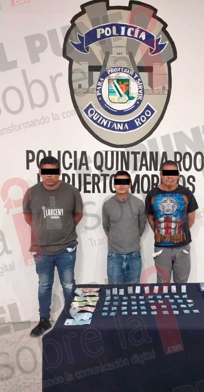 Detenidos tres hombres que transportaban droga en Puerto Morelos