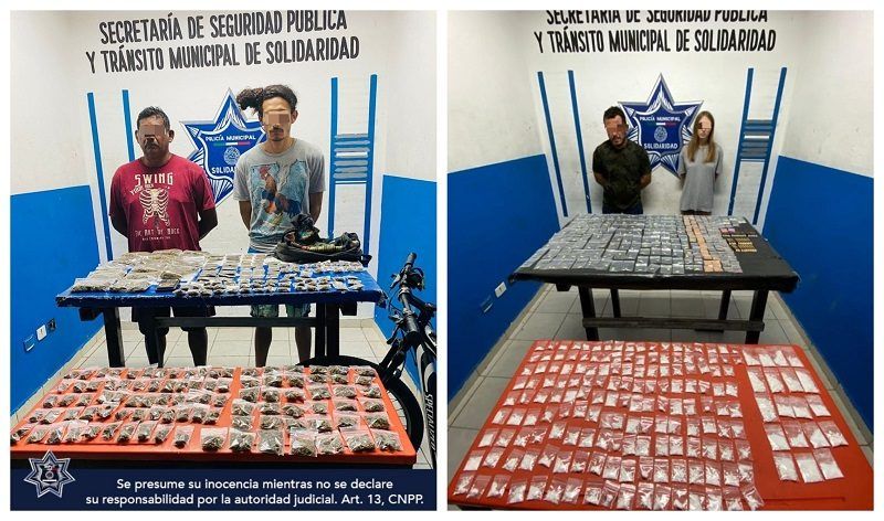 En dos diferentes acciones aseguran en Playa del Carmen más de 600 dosis de drogas