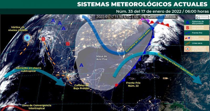 Se registran hasta 10 grados en Quintana Roo por frente frío 22