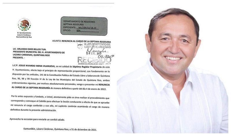 Renuncia Nivardo Mena a regiduría, va por la gubernatura de Quintana Roo