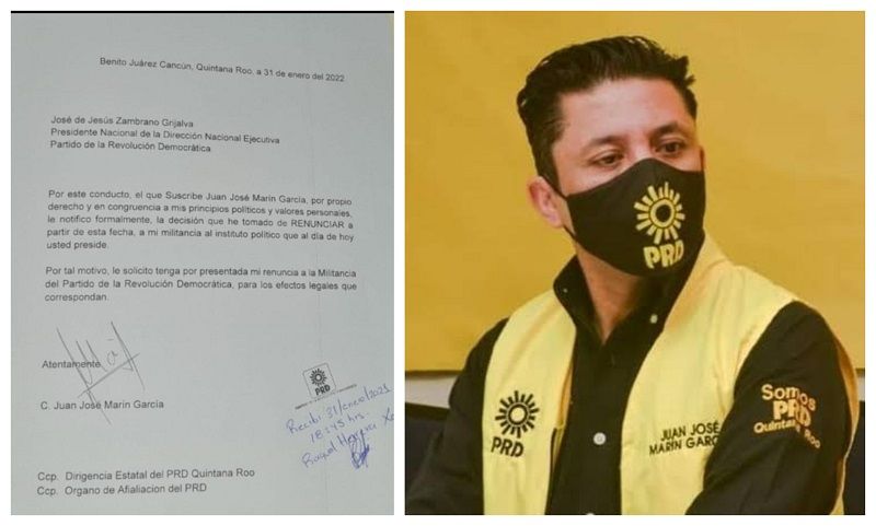 Renuncia a su militancia el Delegado Nacional del PRD en Quintana Roo