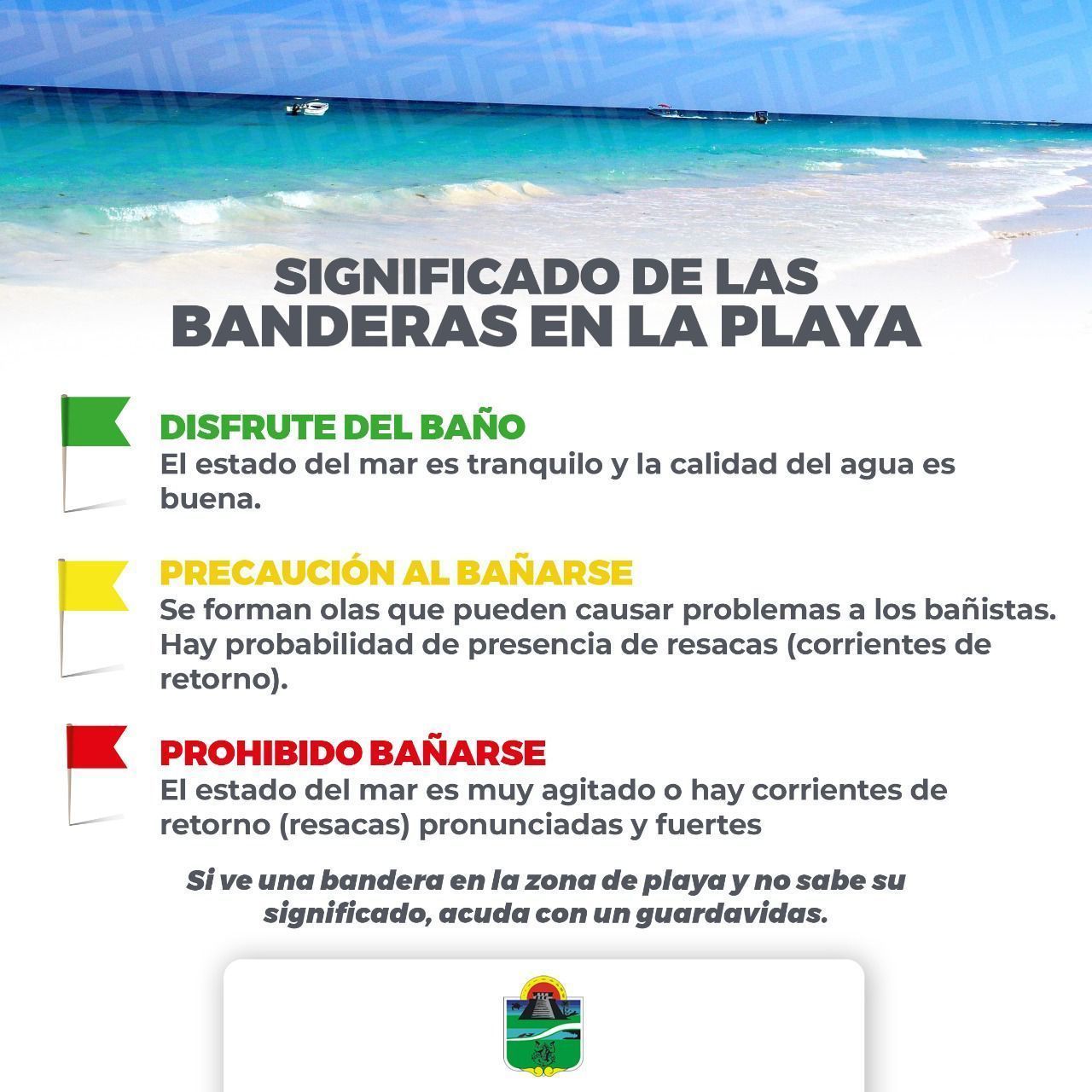 Por condiciones meteorológicas costas de Tulum no aptas para nadar