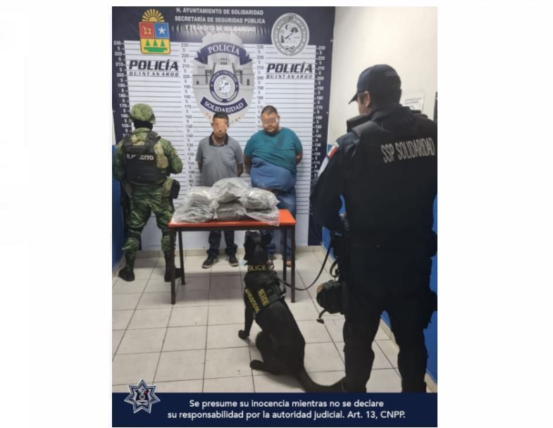 Interceptan en puesto carretero a dos sujetos con 6 paquetes con drogas